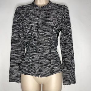 missimo xs elegant black & white woven textured elegant jacket